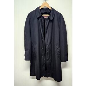 Vintage Wingflite Men's Black Trench Coat Size L (chk measurement) Alpaca Lining